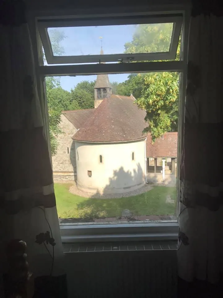 St Giles Church next door, seen from a window at the hotel