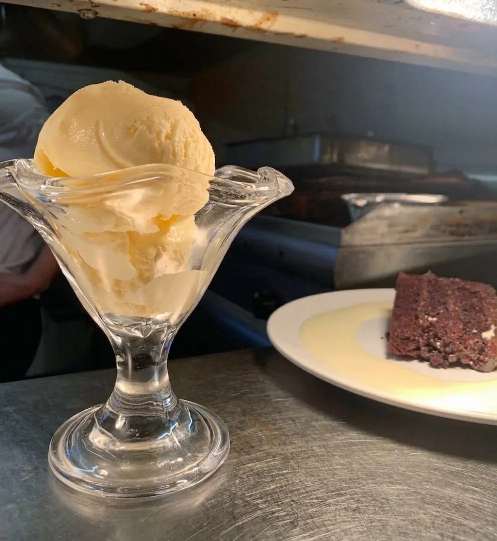 An ice cream sundae in a glass